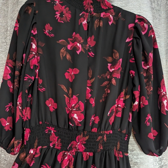 NANETTE LEPORE Stevie Floral Printed Quarter Puff Sleeve Midi Dress - Picture 7 of 7